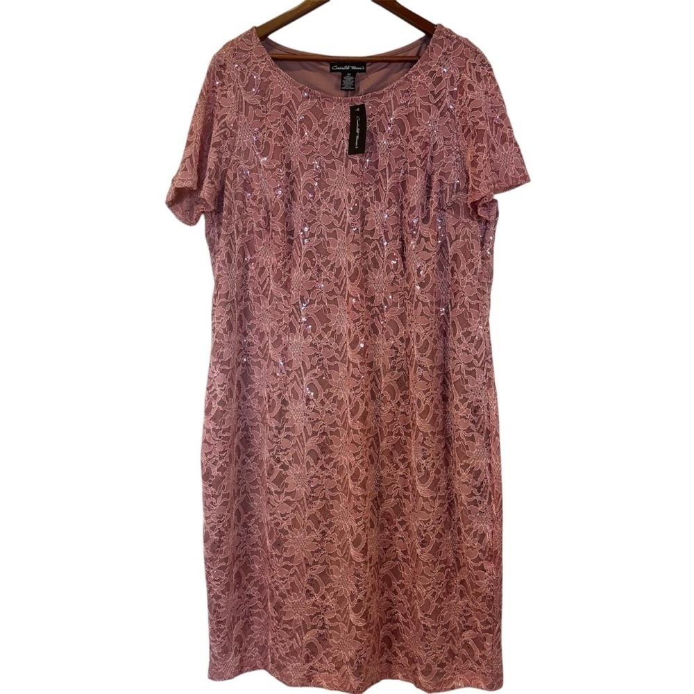 Cardolite short sleeve Blush Pink Lace Dress, size 2X, NWT